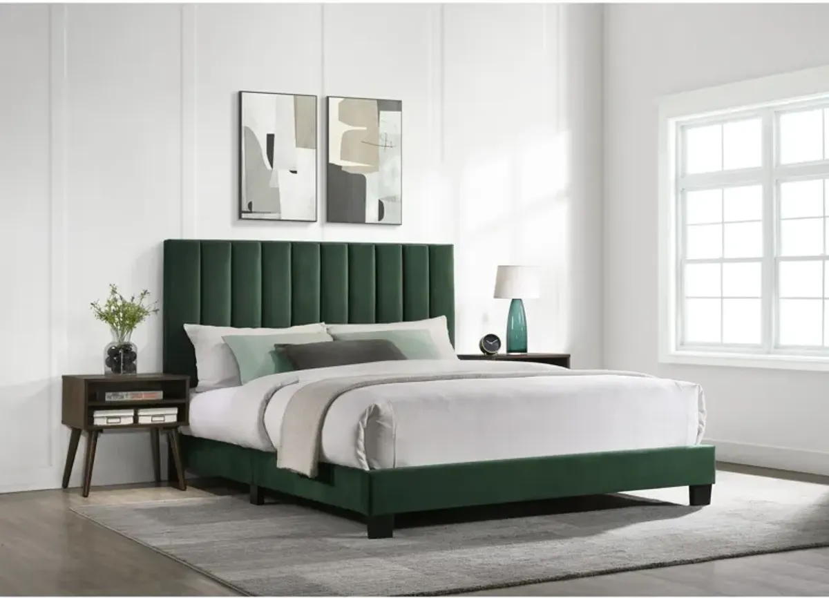 Joline Bed and 2 Nightstands - Green