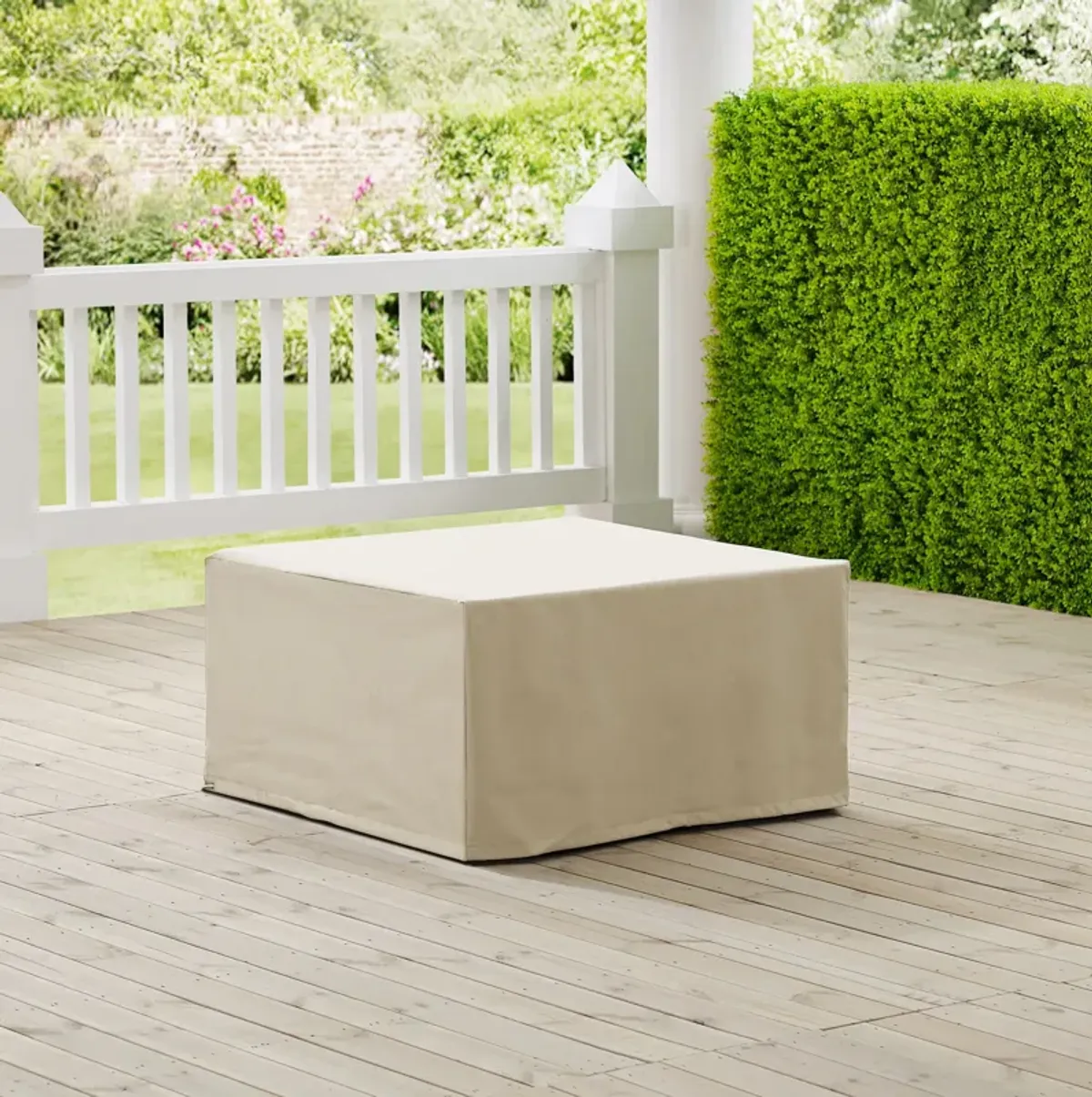 Outdoor Square Table and Ottoman  Cover - Tan