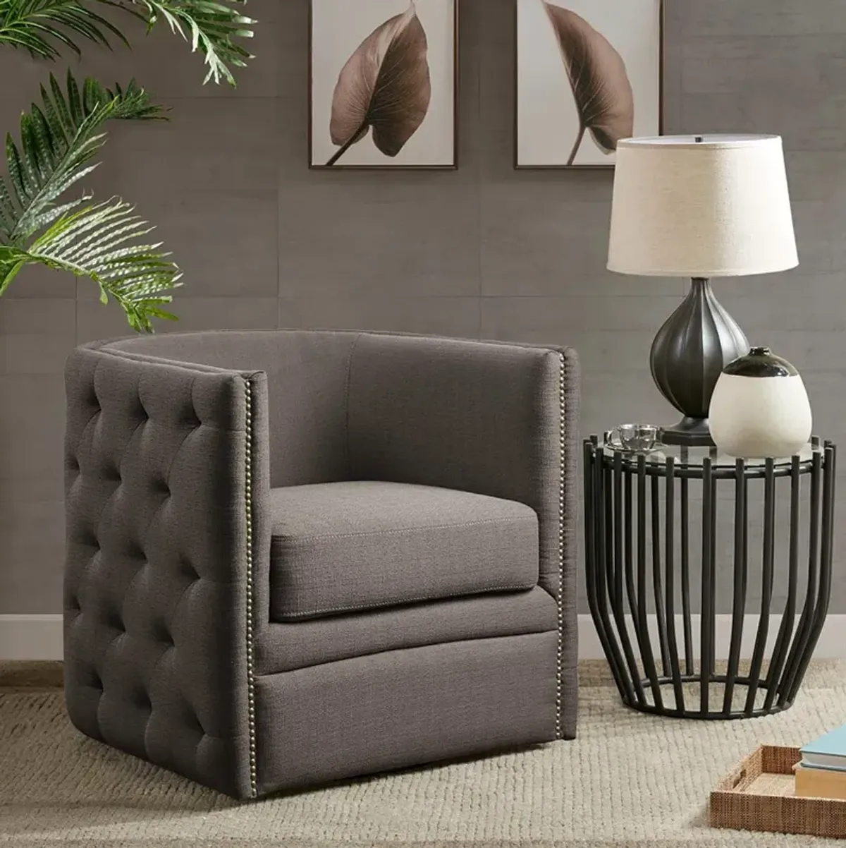 Becca Swivel Chair - Taupe