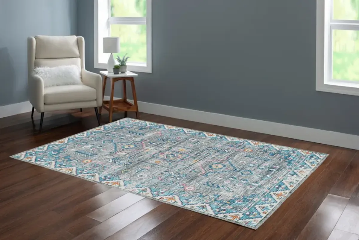 Elsie 5' X 7' Washable Area Rug - Gray/Green