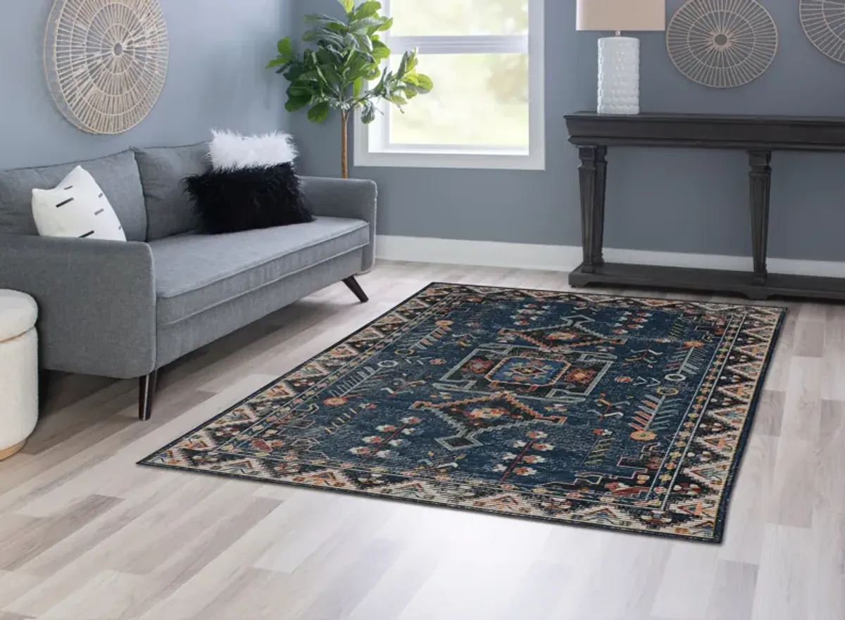 Francine 5 'X 7 Washable Area Rug - Teal/ Ivory