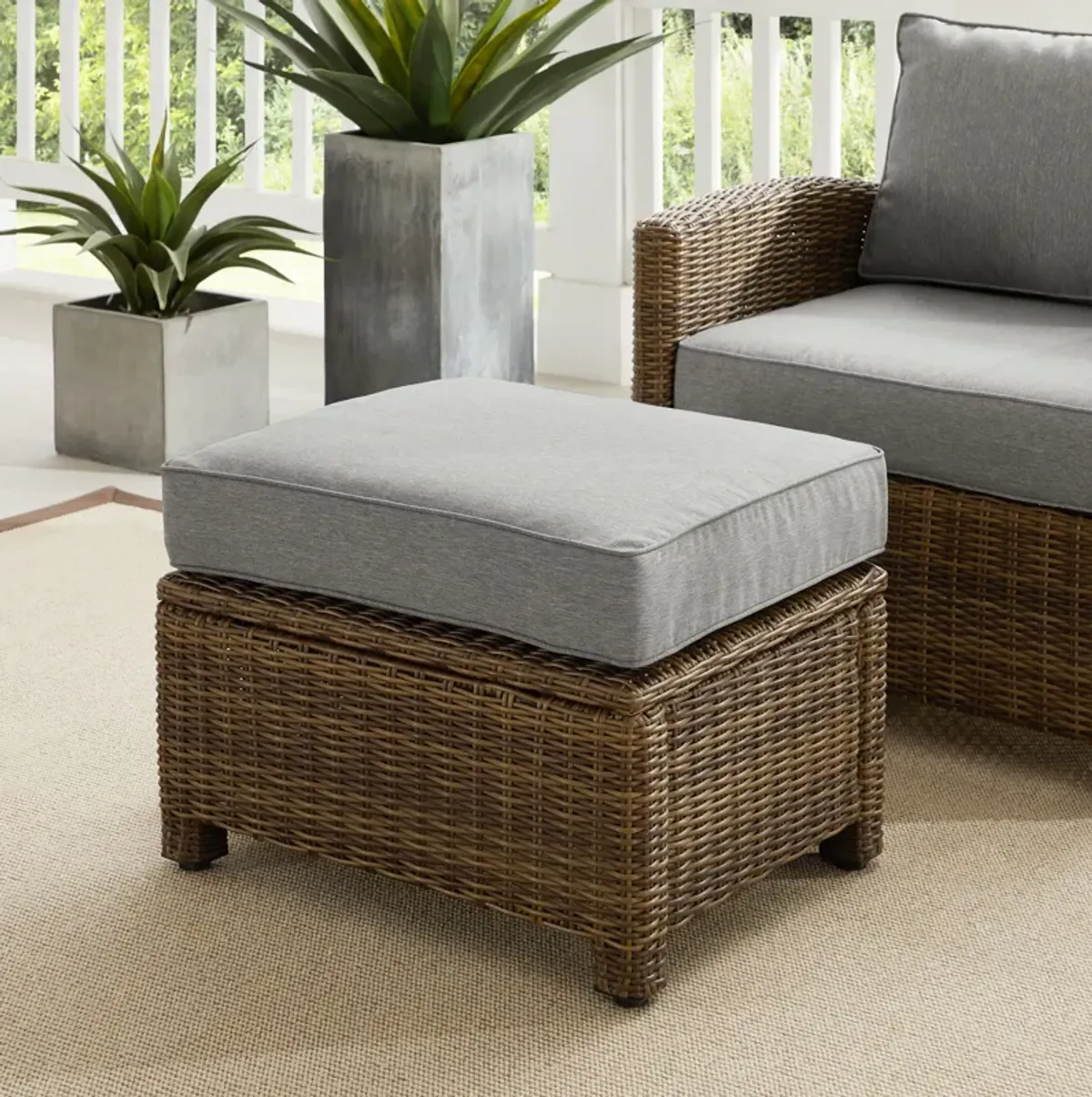 Destin Outdoor Ottoman - Gray/Brown