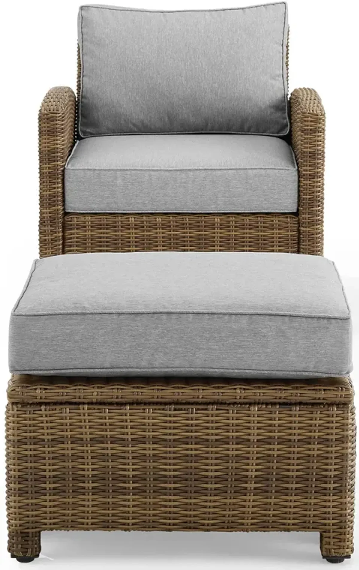 Destin Outdoor Chair and Ottoman Set - Gray/Brown