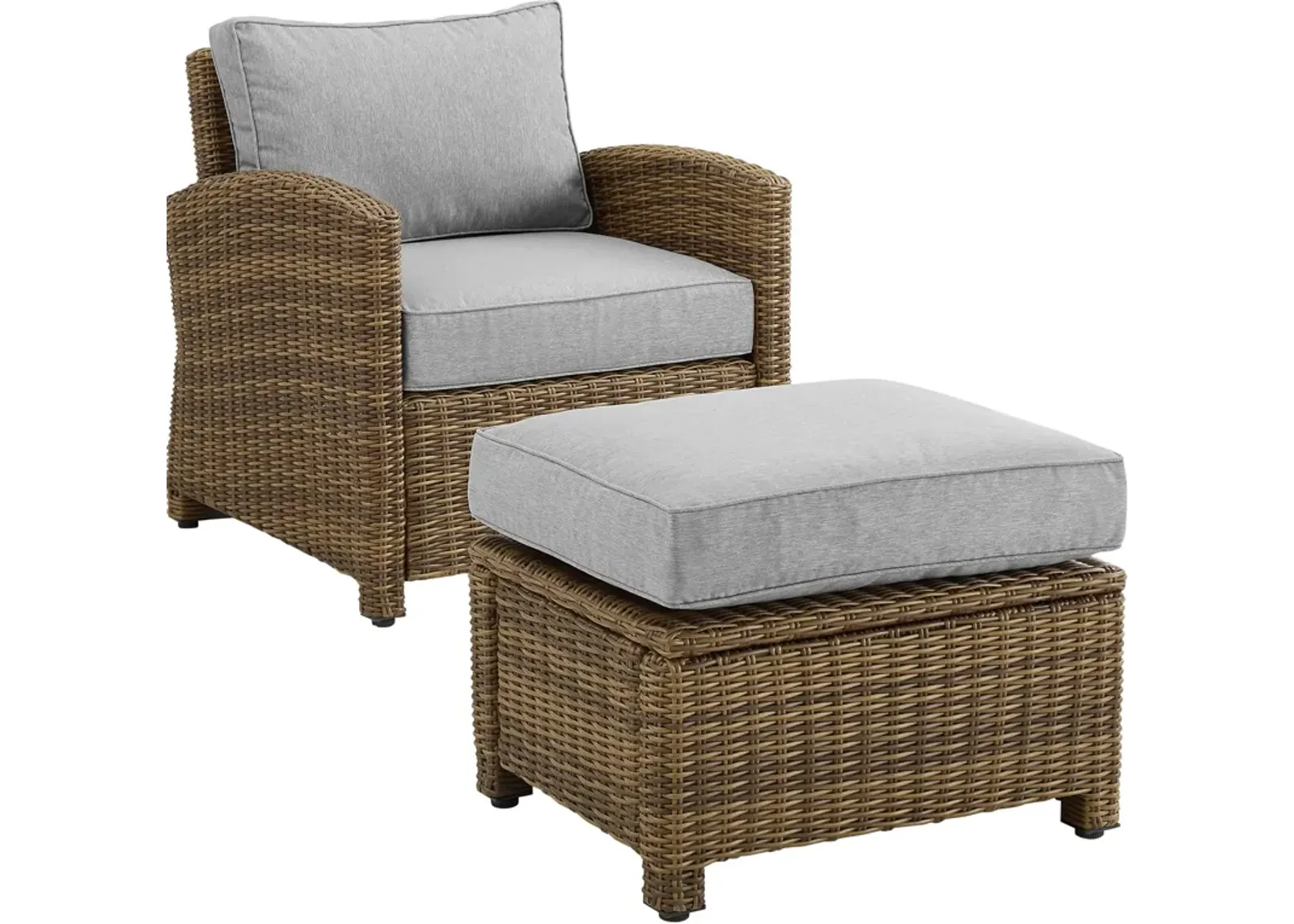 Destin Outdoor Chair and Ottoman Set - Gray/Brown