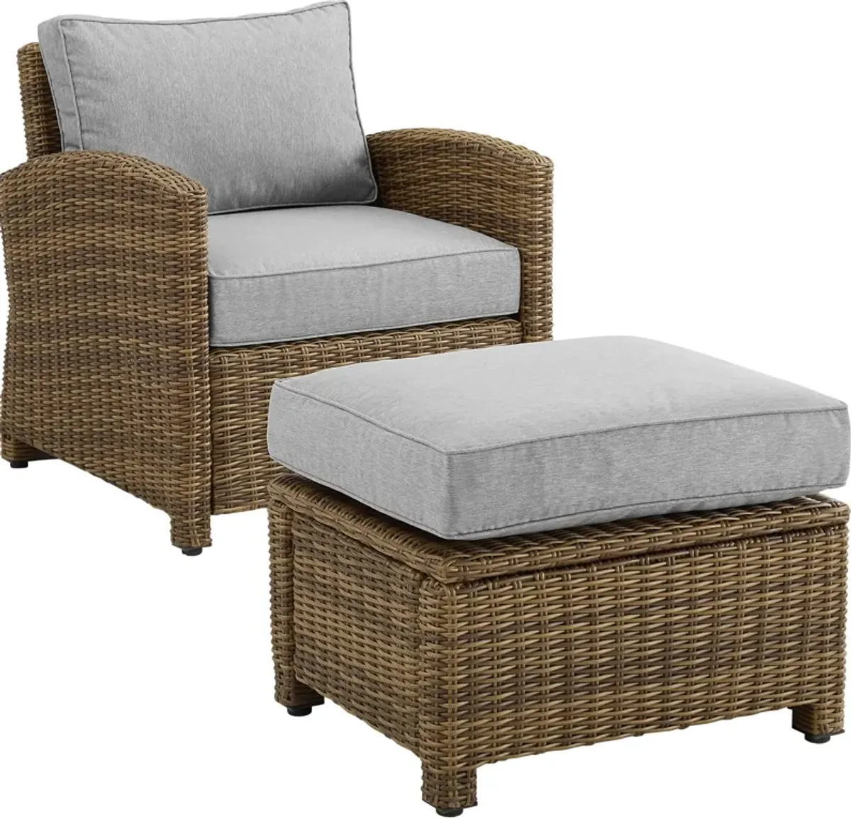 Destin Outdoor Chair and Ottoman Set - Gray/Brown