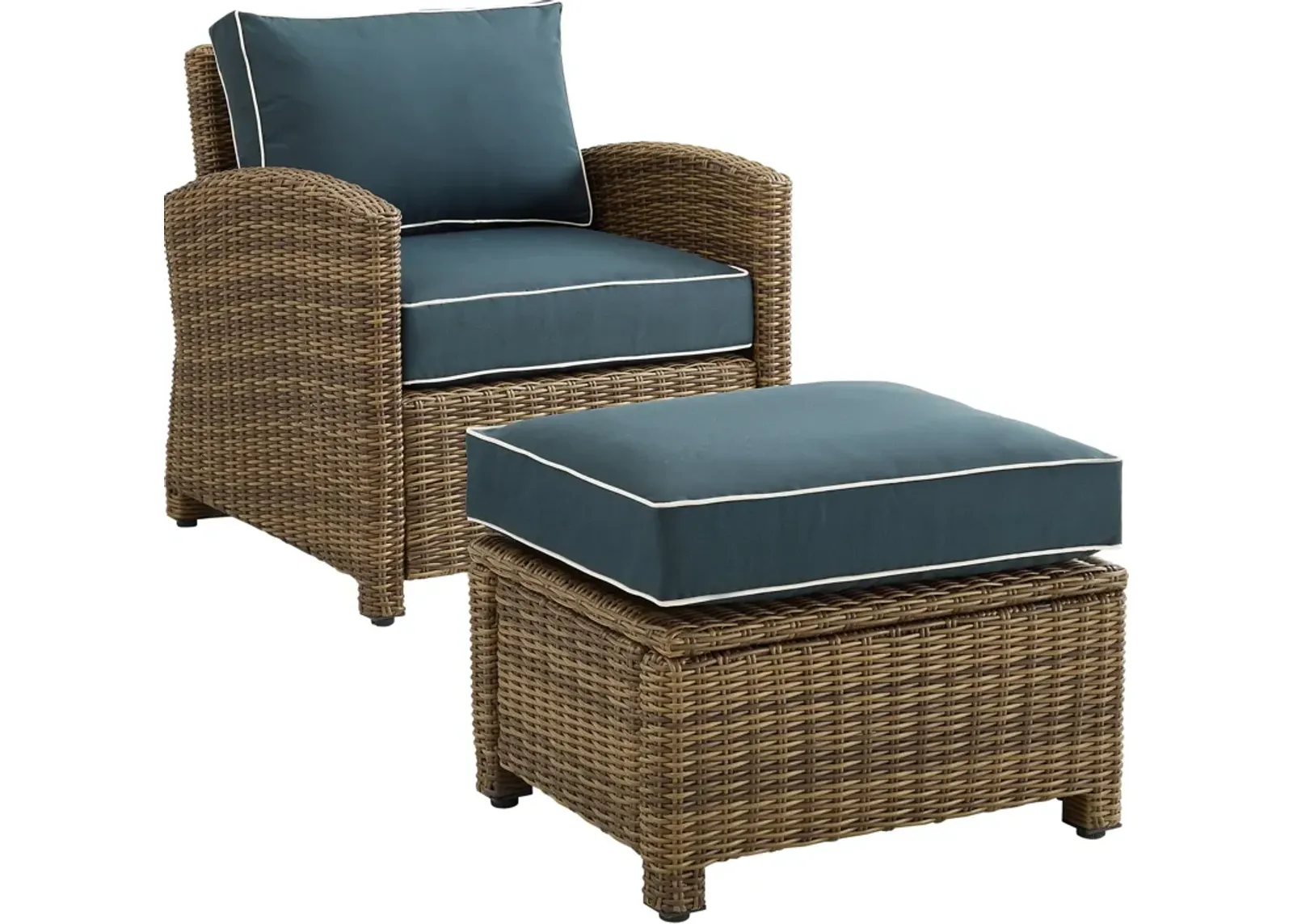 Destin Outdoor Chair and Ottoman Set - Navy