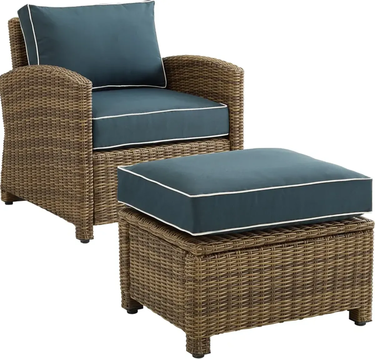 Destin Outdoor Chair and Ottoman Set - Navy