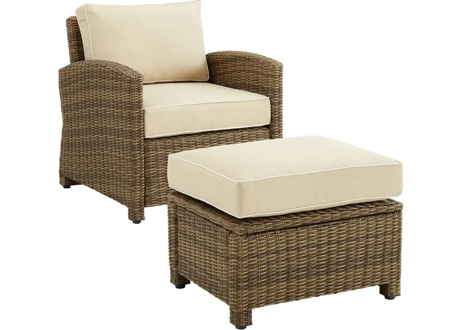 Destin Outdoor Chair and Ottoman Set - Sand