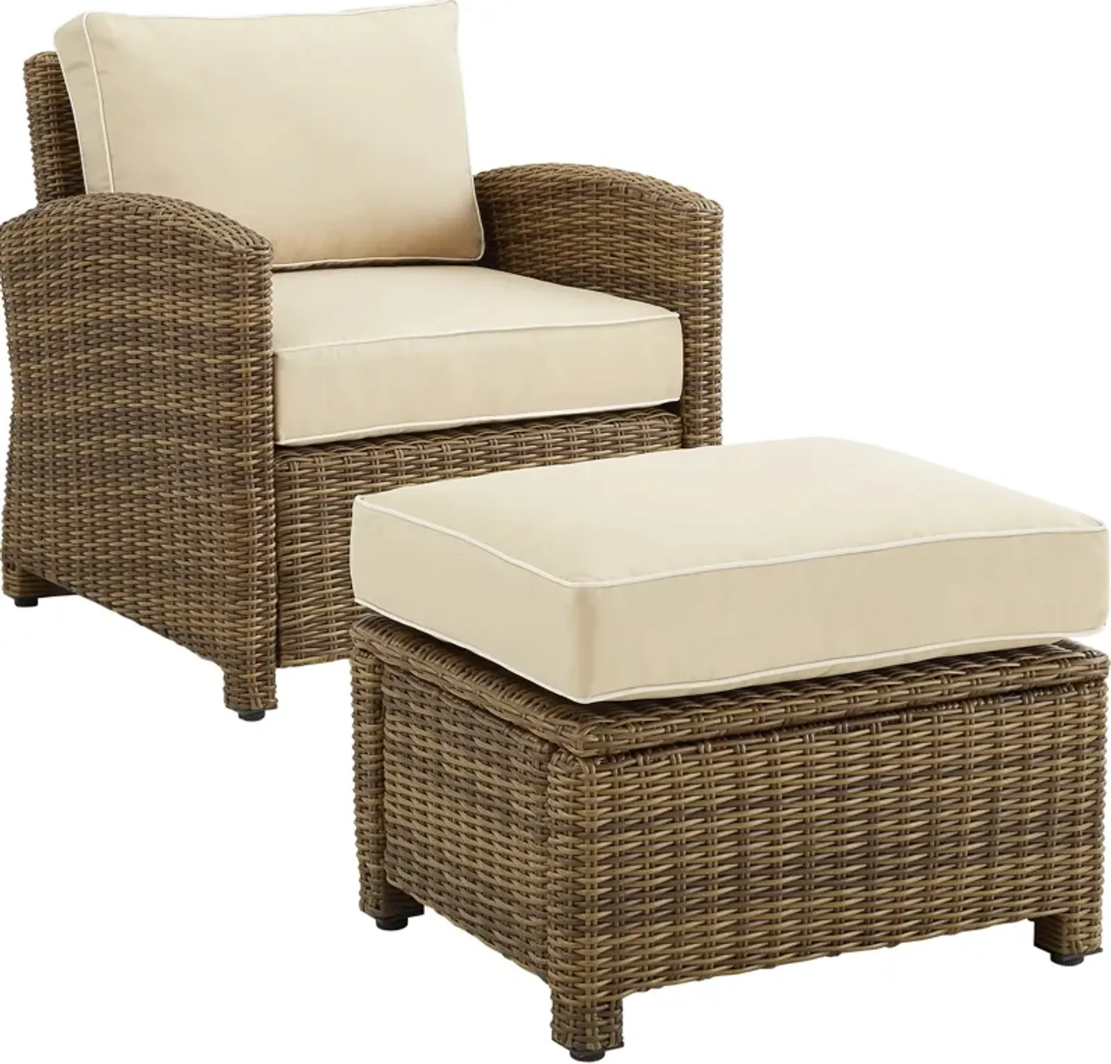 Destin Outdoor Chair and Ottoman Set - Sand