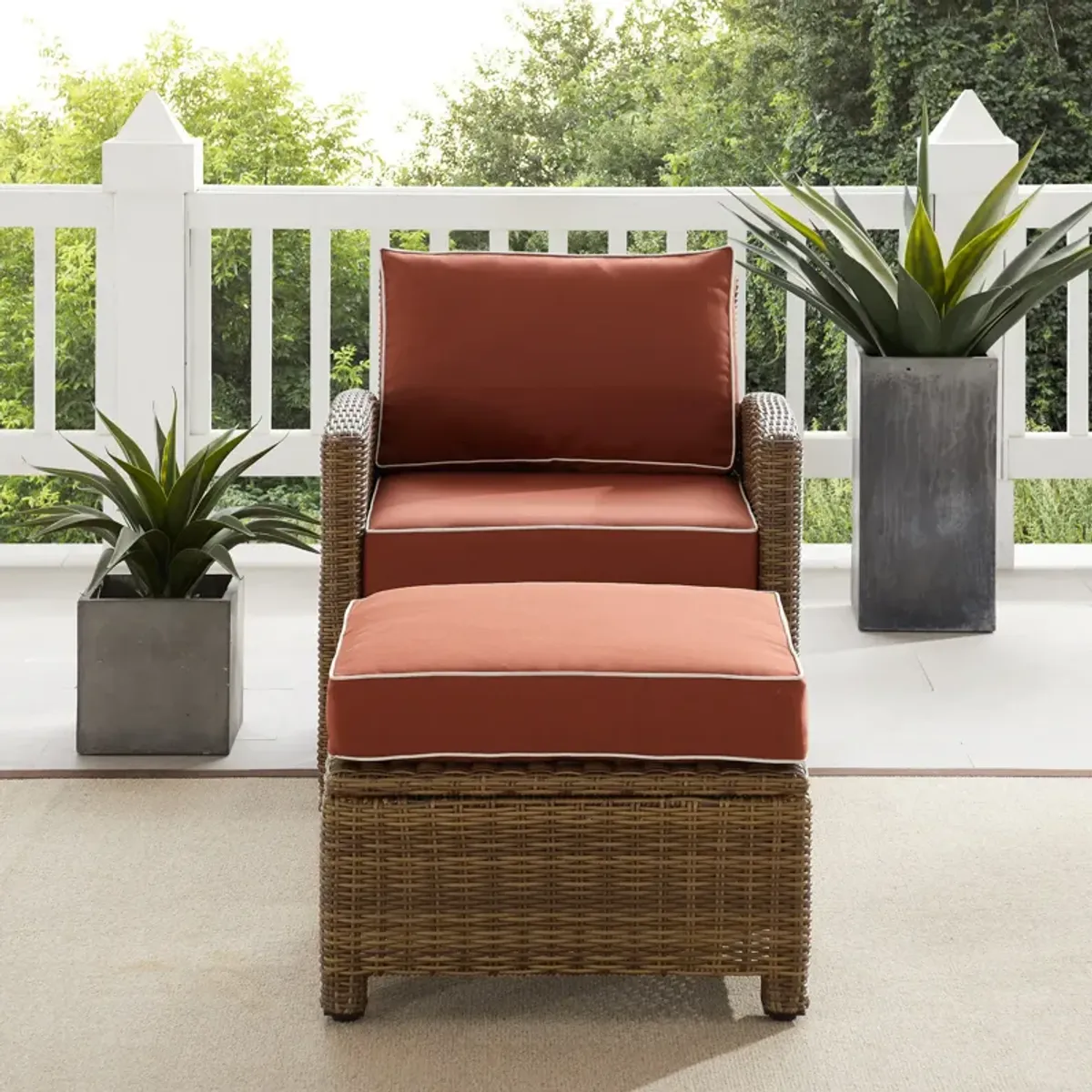 Destin Outdoor Chair and Ottoman Set - Sangria