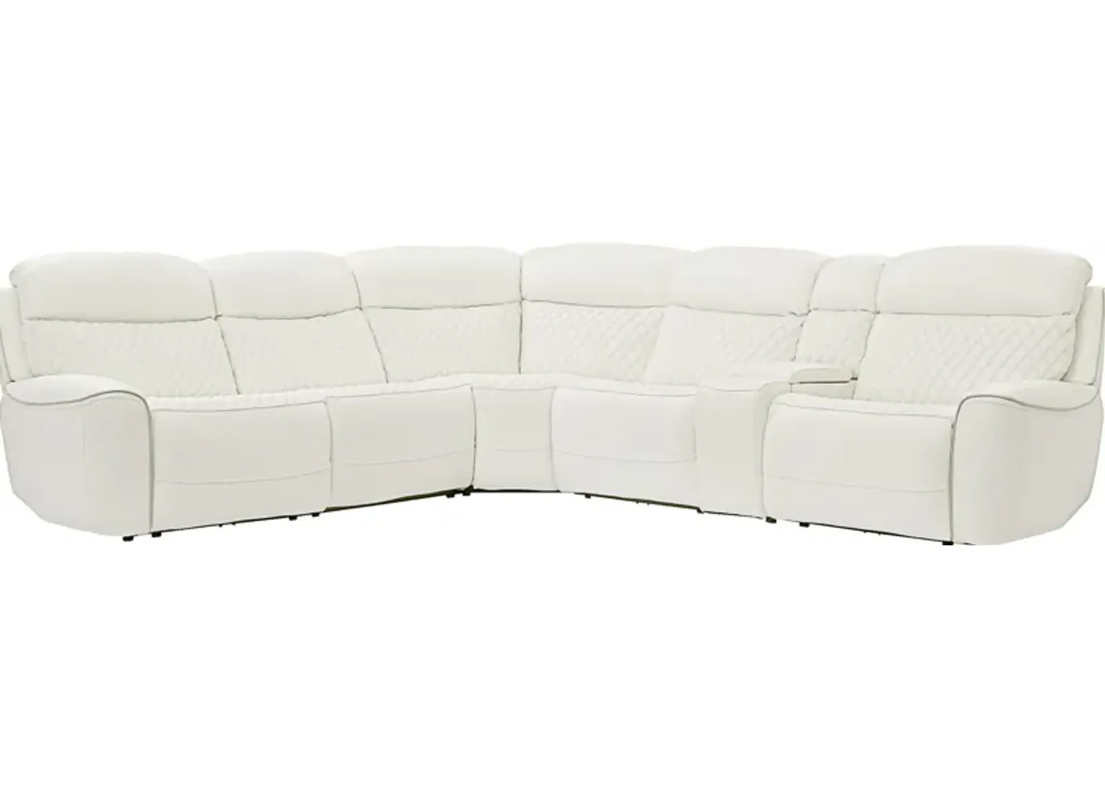 Cabrera 6-Piece Dual-Power Sectional With Console and 3 Reclining Seats - White