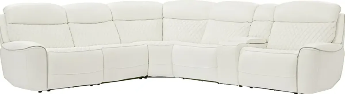 Cabrera 6-Piece Dual-Power Sectional With Console and 3 Reclining Seats - White