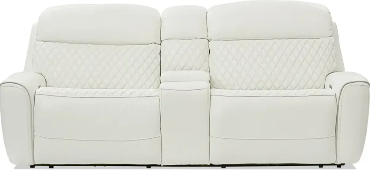 Cabrera Dual-Power Loveseat With Console - White