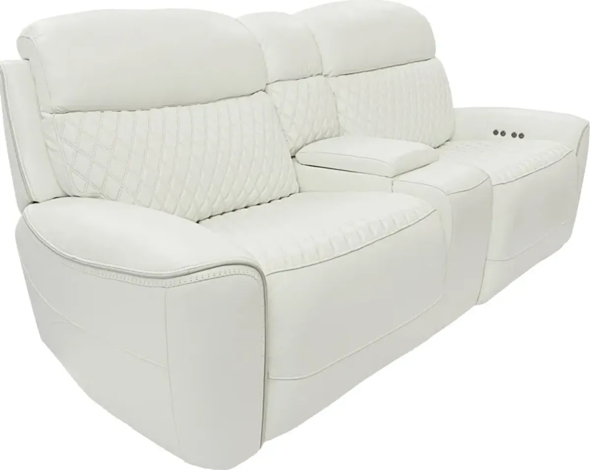 Cabrera Dual-Power Loveseat With Console - White