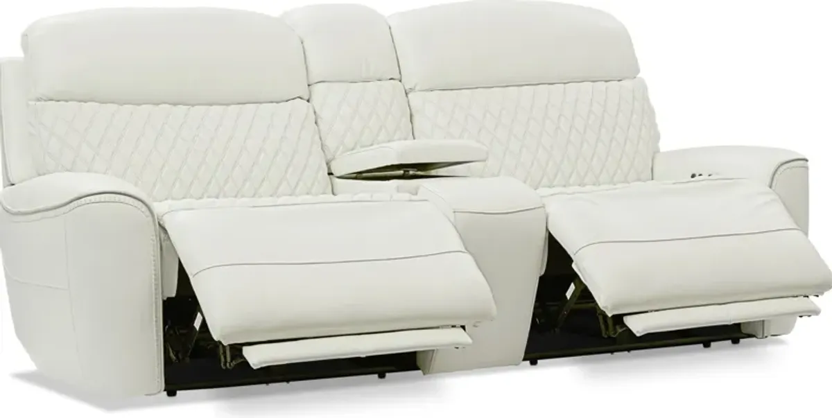 Cabrera Dual-Power Loveseat With Console - White