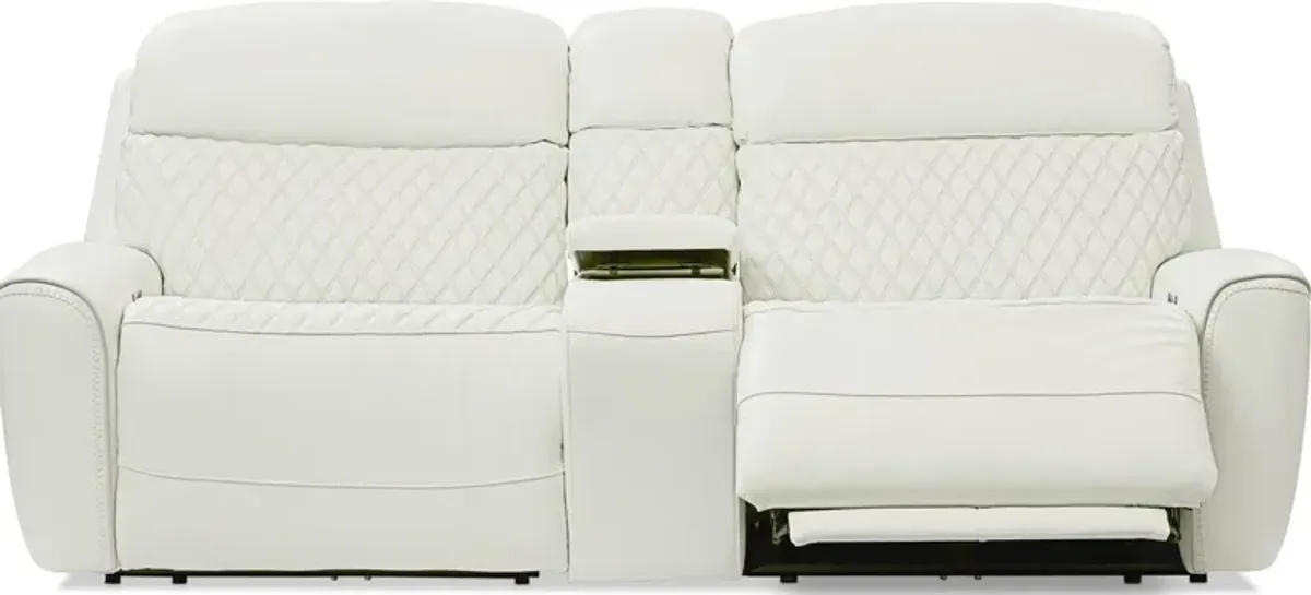 Cabrera Dual-Power Loveseat With Console - White