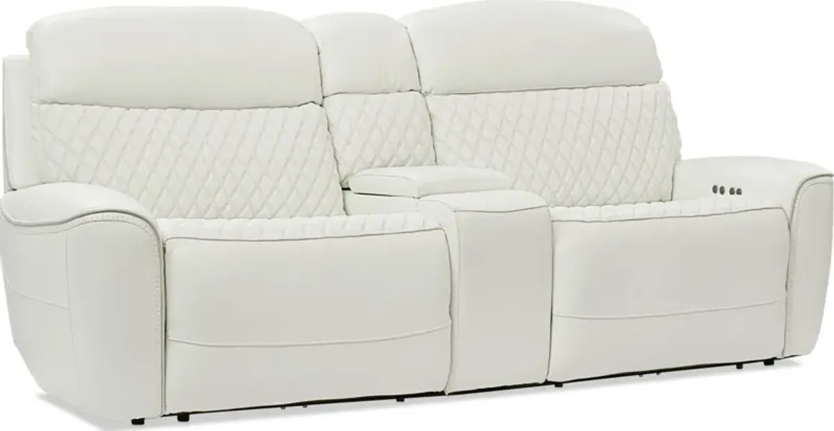 Cabrera Dual-Power Loveseat With Console - White