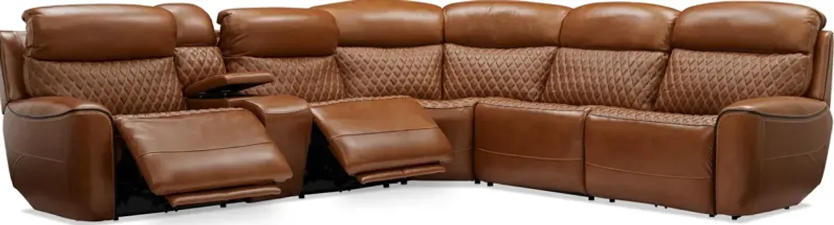 Cabrera 6-Piece Dual-Power Sectional With Console - Brown