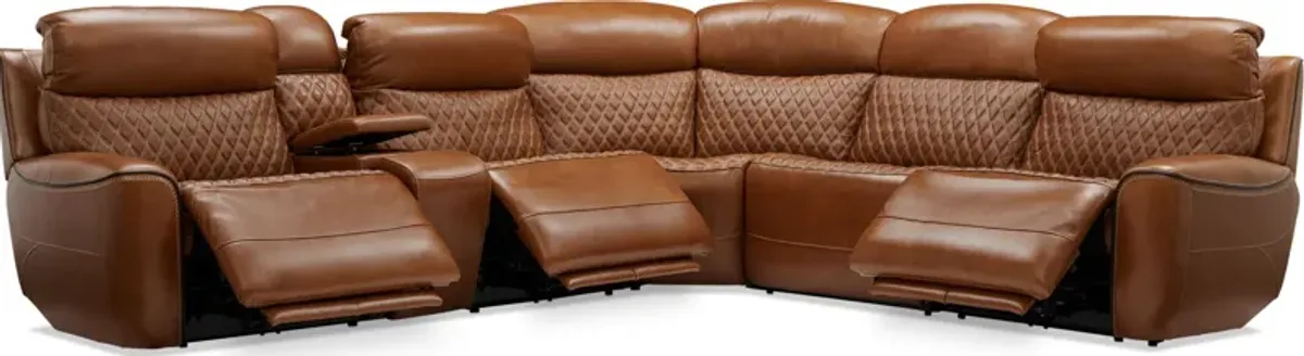 Cabrera 6-Piece Dual-Power Sectional With Console - Brown