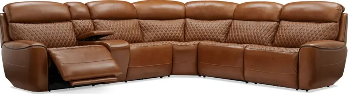 Cabrera 6-Piece Dual-Power Sectional With Console - Brown