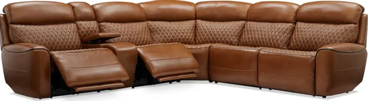 Cabrera 6-Piece Dual-Power Sectional With Console - Brown