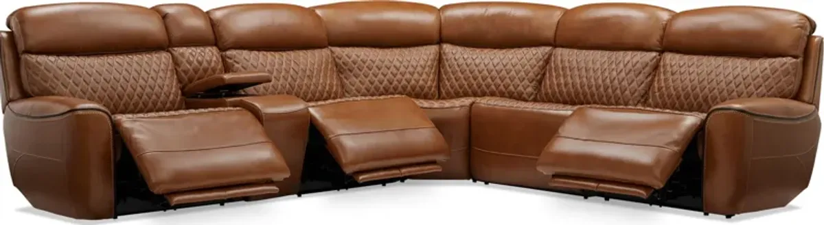 Cabrera 6-Piece Dual-Power Sectional With Console - Brown