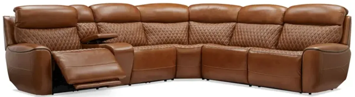 Cabrera 6-Piece Dual-Power Sectional With Console - Brown