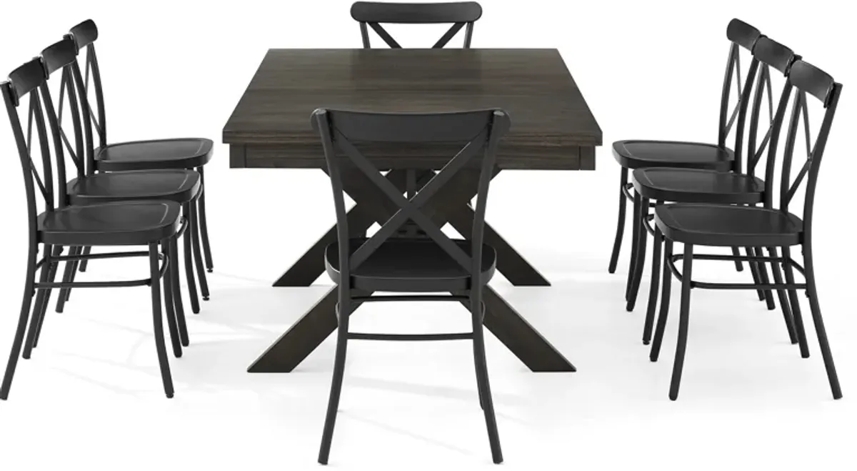 Lynn Rectangular Extendable Dining Table and 8 Lex Dining Chairs