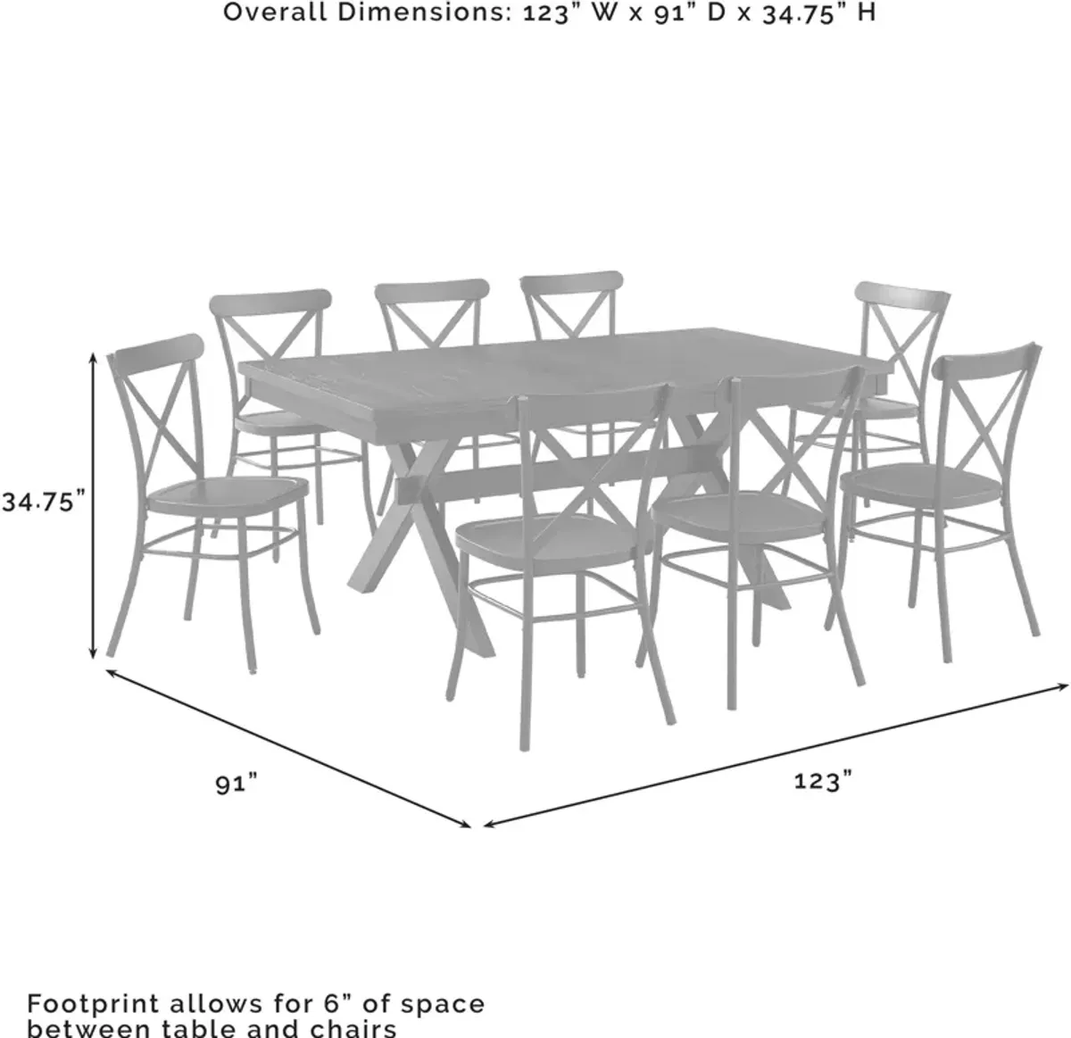 Lynn Rectangular Extendable Dining Table and 8 Lex Dining Chairs