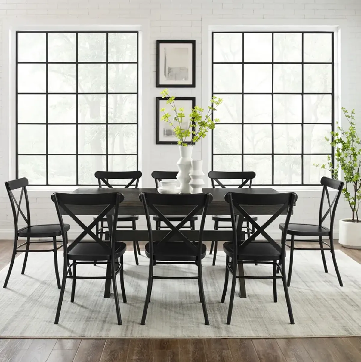 Lynn Rectangular Extendable Dining Table and 8 Lex Dining Chairs