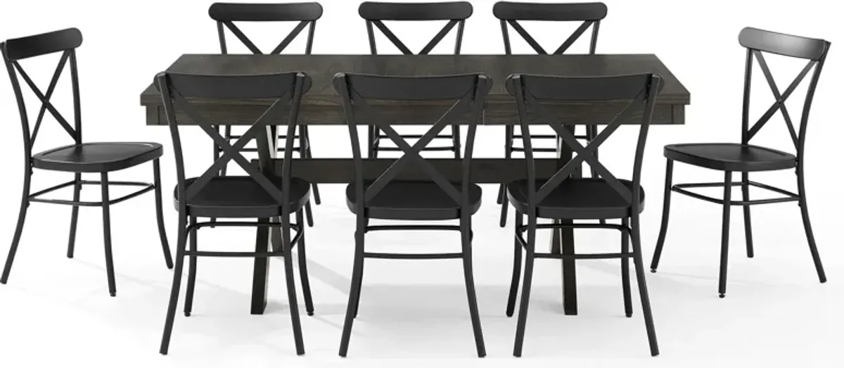 Lynn Rectangular Extendable Dining Table and 8 Lex Dining Chairs