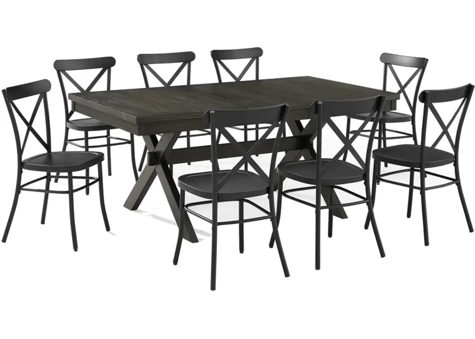 Lynn Rectangular Extendable Dining Table and 8 Lex Dining Chairs