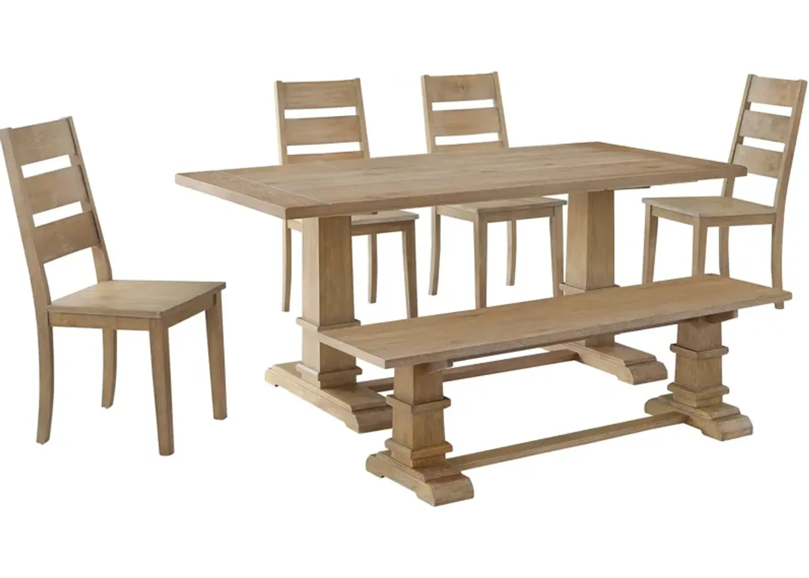 Ridgeline Dining Table, 4 Chairs and Bench