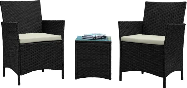 Daytona Outdoor Set of 2 Chairs and End Table - Cream