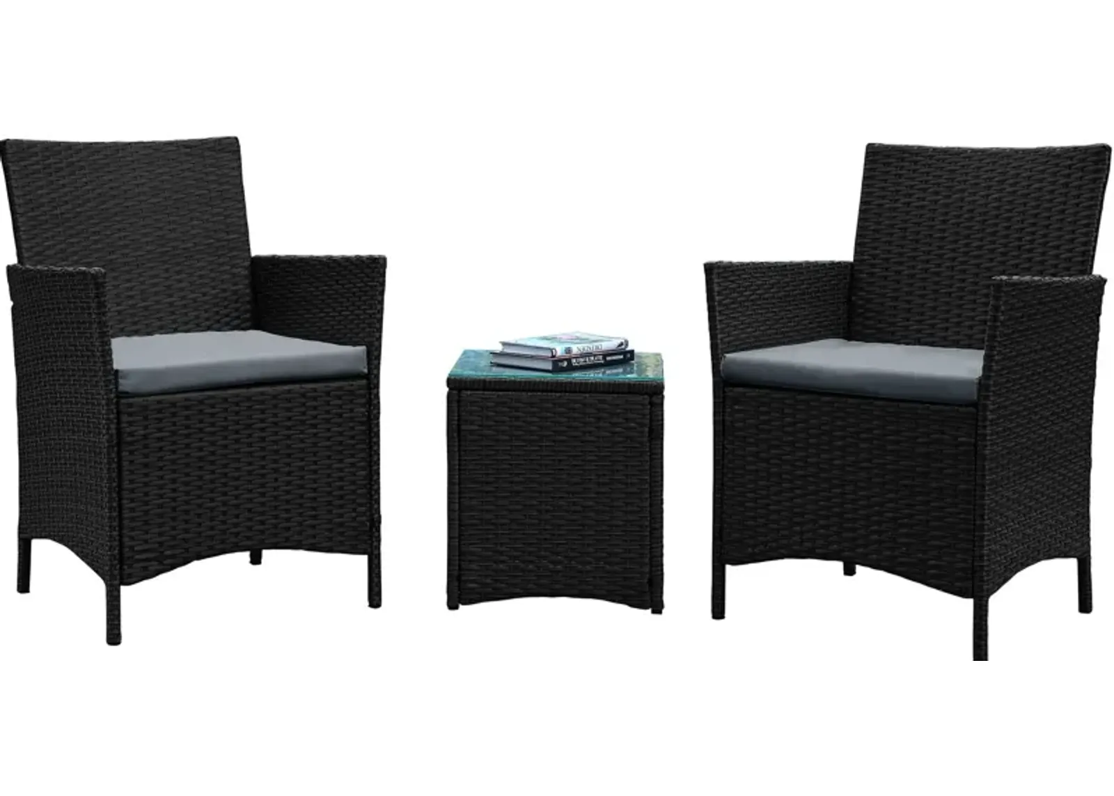 Daytona Outdoor Set of 2 Chairs and End Table - Gray