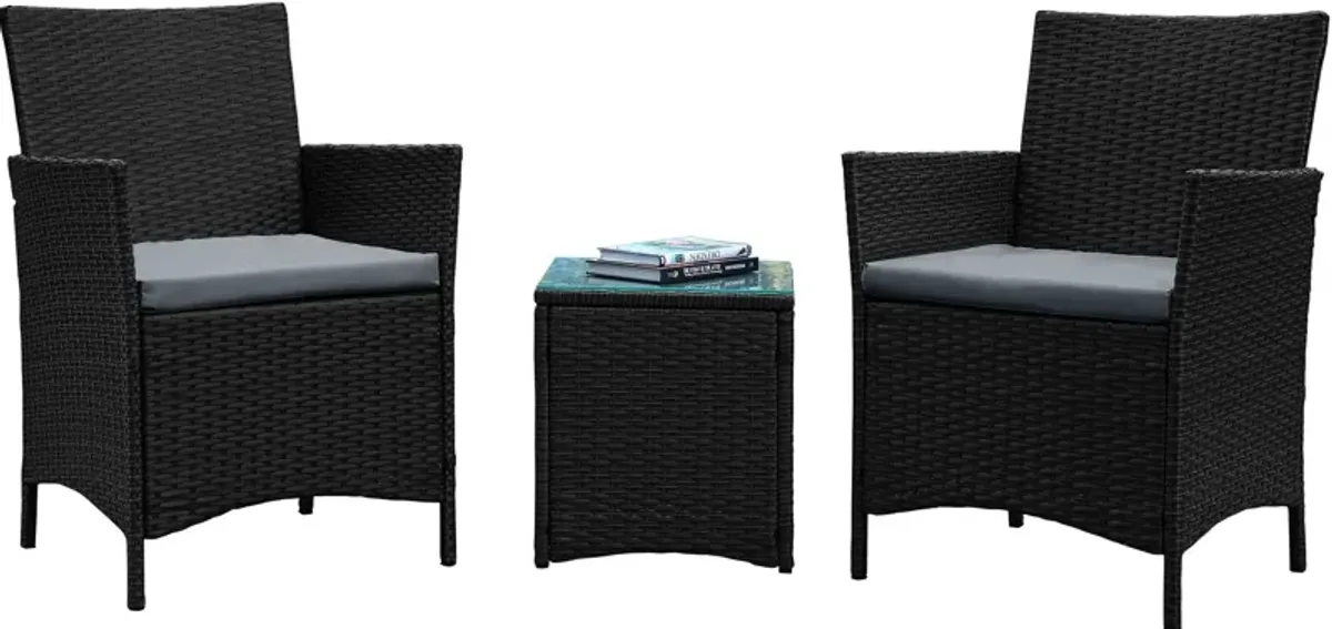 Daytona Outdoor Set of 2 Chairs and End Table - Gray