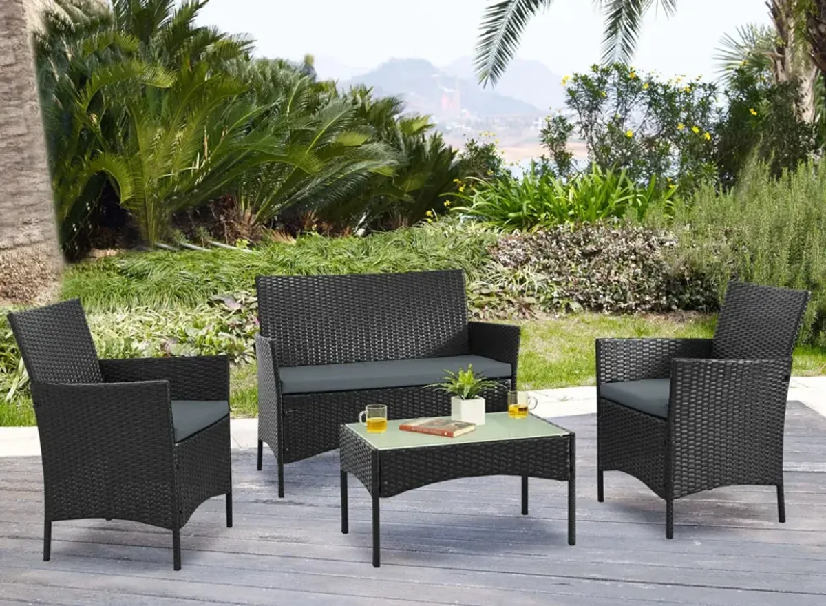 Daytona Outdoor Loveseat, Set of 2 Chairs and Coffee Table - Gray