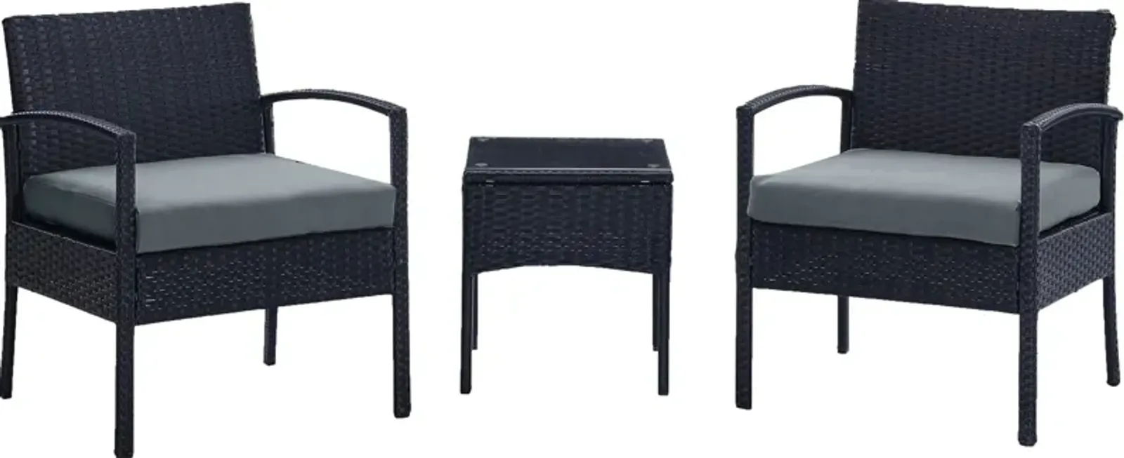 Portland Outdoor Set of 2 Chairs and End Table - Gray