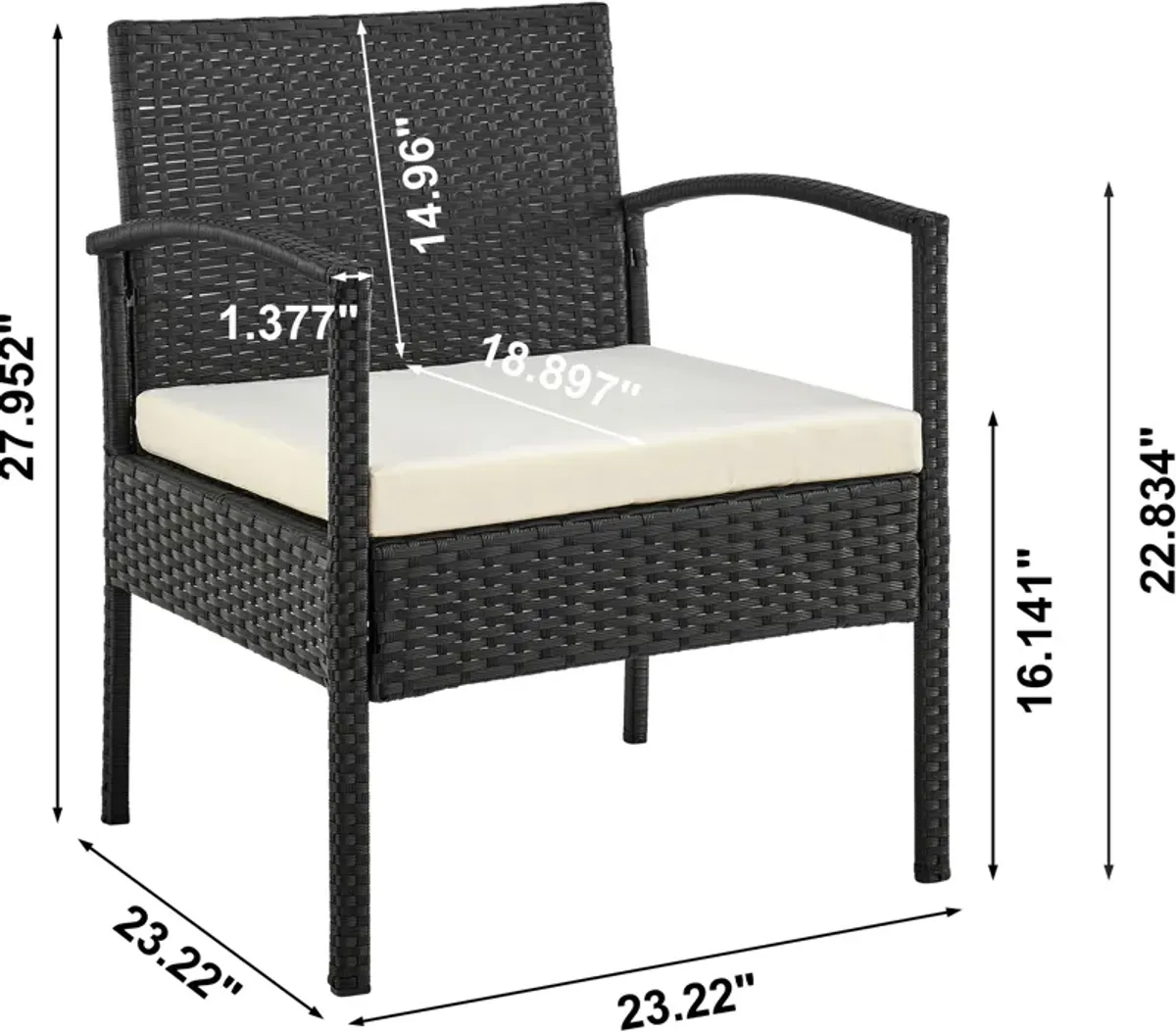 Portland Outdoor Loveseat, Set of 2 Chairs and Coffee Table - Cream