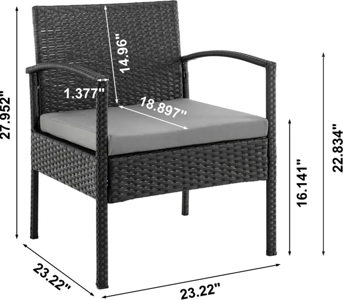 Portland Outdoor Loveseat, Set of 2 Chairs and Coffee Table - Gray