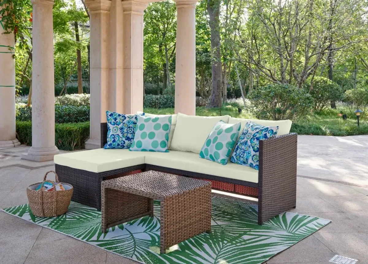 Houston Outdoor Sectional and Coffee Table - Cream