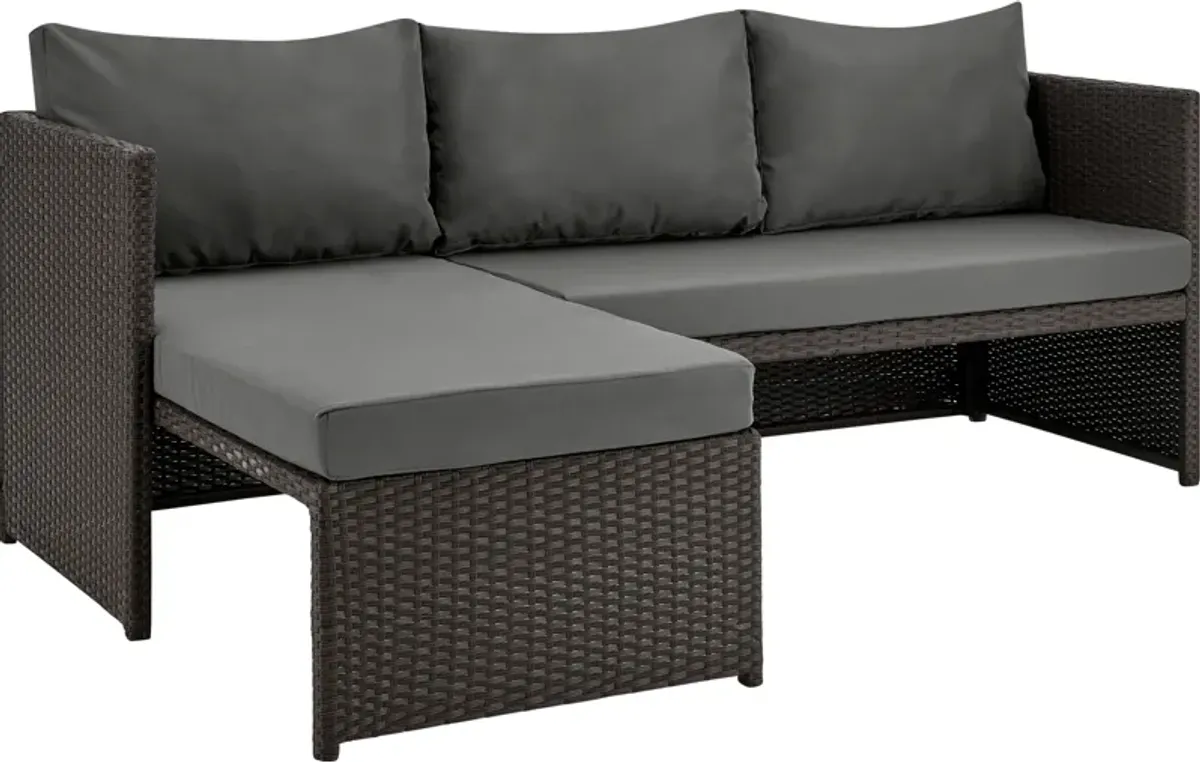 Houston Outdoor Sectional and Coffee Table - Gray