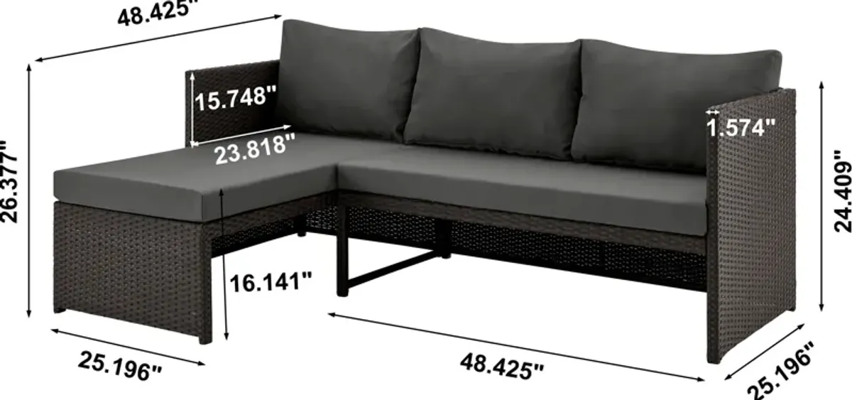 Houston Outdoor Sectional and Coffee Table - Gray