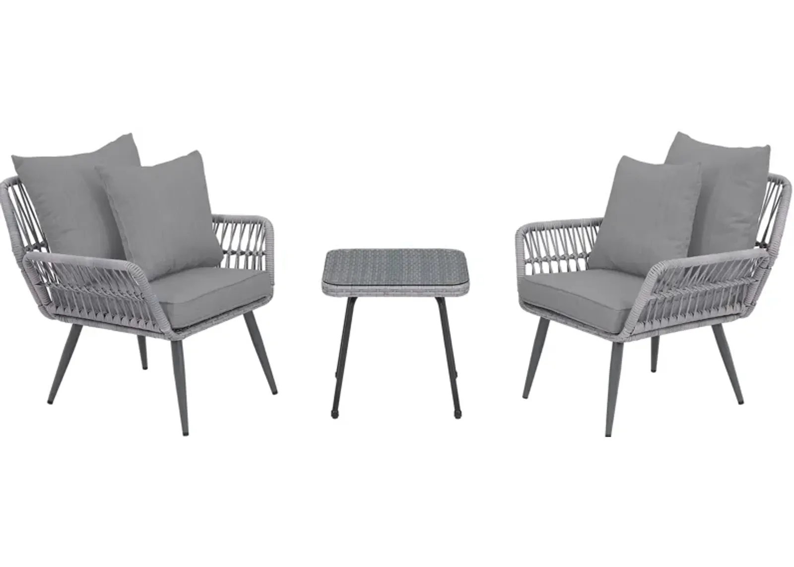 Ocean City Outdoor Set of 2 Chairs and End Table - Gray