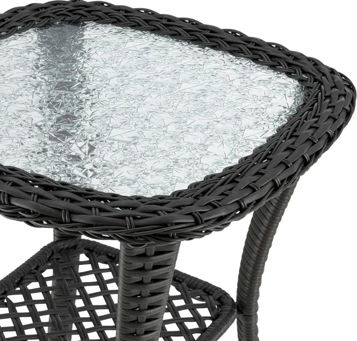 Fontana Set of 2 Outdoor Swivel Chairs and End Table - Gray