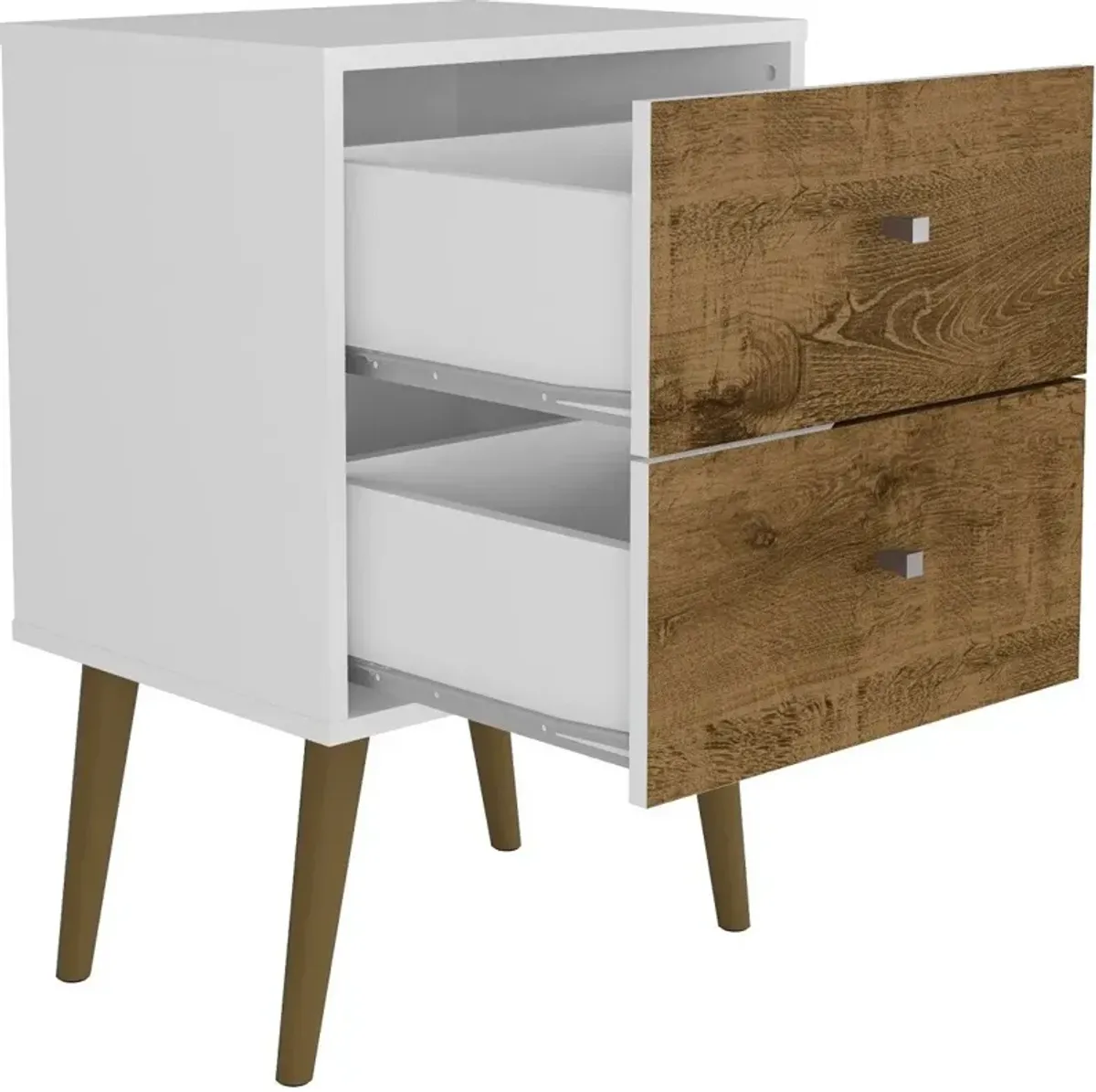 Webb 2 Drawer Nightstand - White/Brown