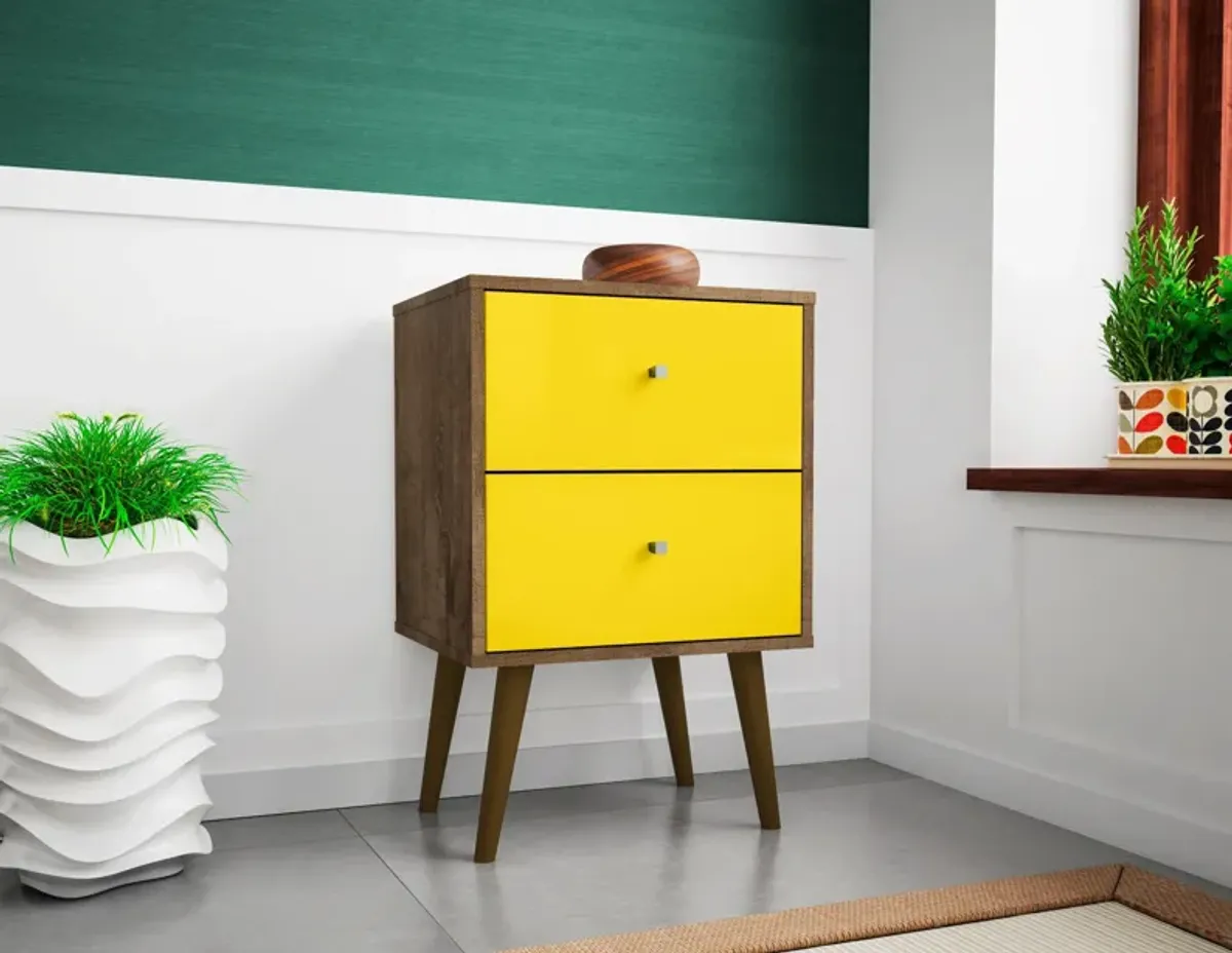 Webb 2 Drawer Nightstand - Brown/Yellow