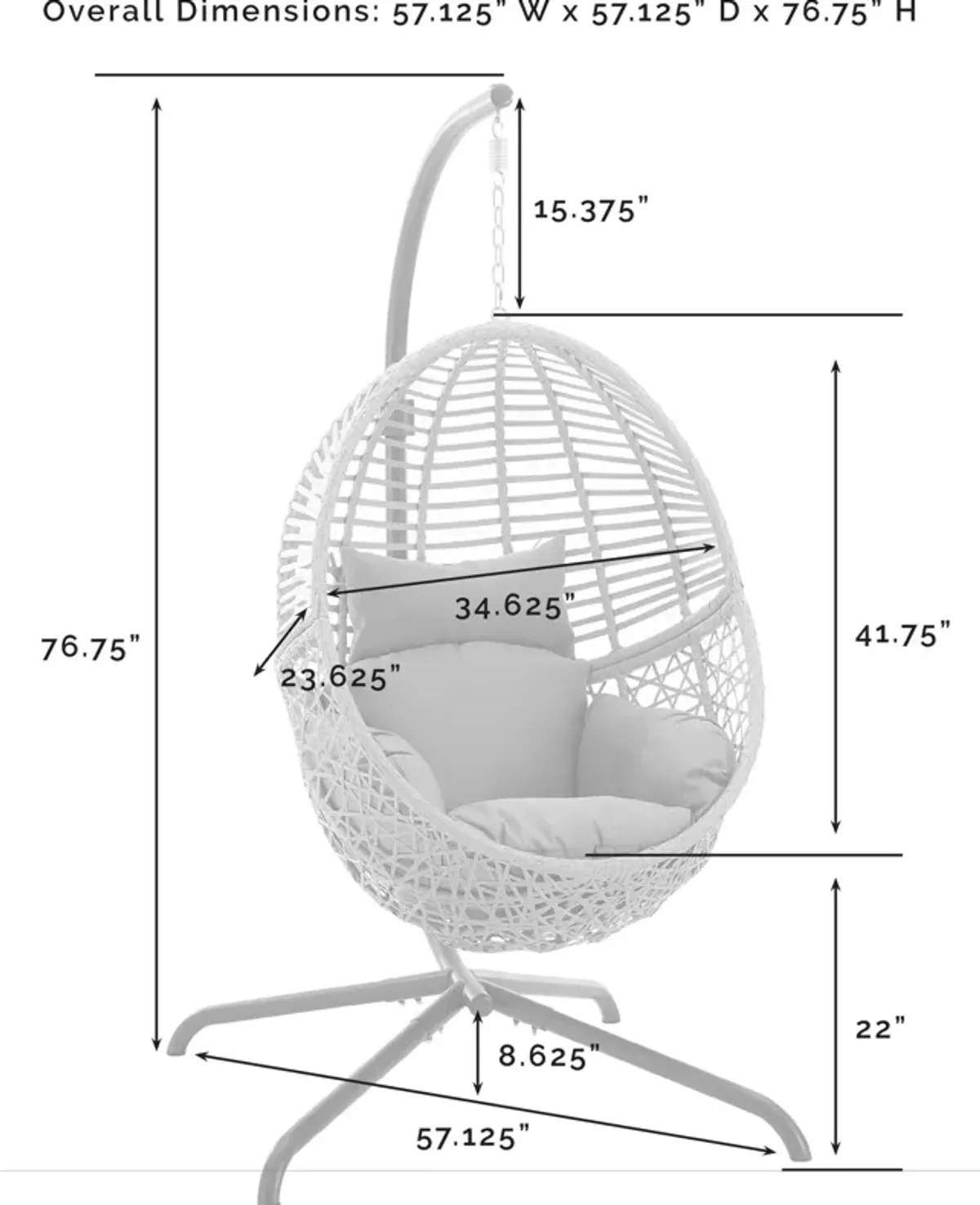 Manistee Indoor/Outdoor Hanging Egg Chair - Gray