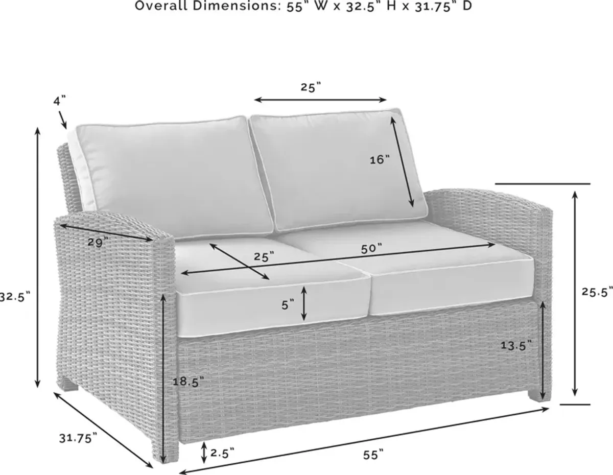 Destin Outdoor Loveseat, 2 Chairs and Coffee Table Set - Brown/Gray