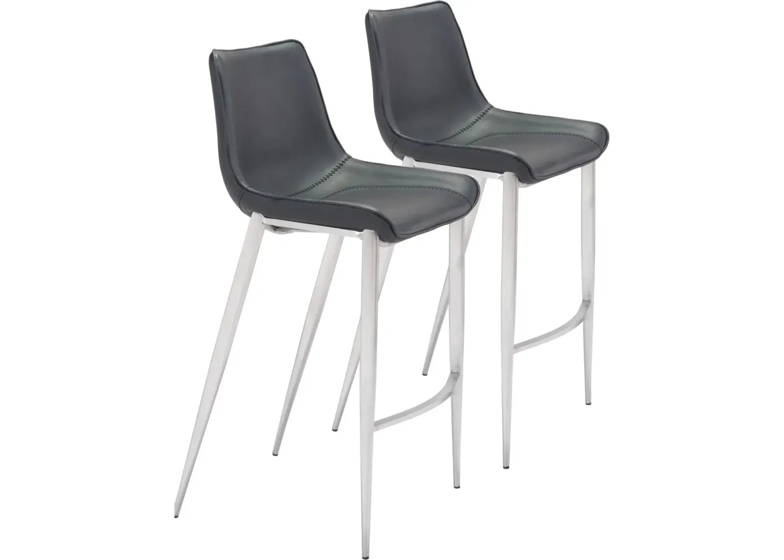 Millie Set of 2 Bar Stools - Black/Silver